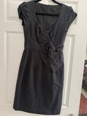 Nanette Lepore Charcoal Gray Twist-Waist Midi Dress